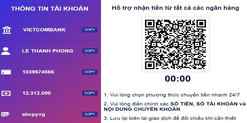 Nạp tiền BJ88 qua QR code